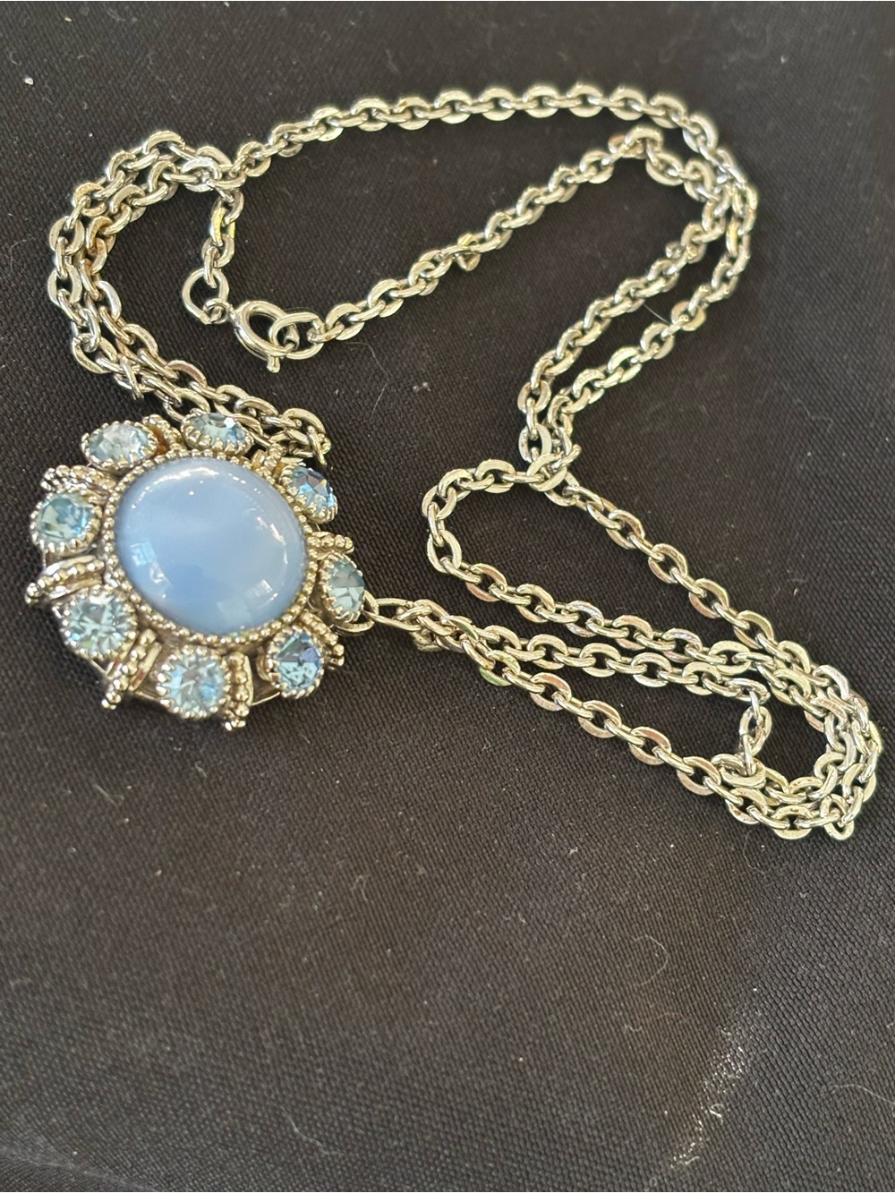 Avon Pale Blue Halo Pendant Necklace